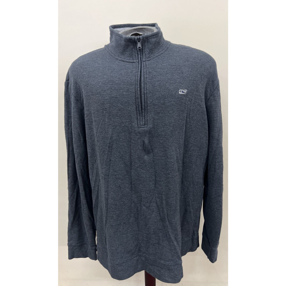 Men's Size 2XL Vineyard Vines 1/4 Zip Pullover Sweater Blue Pima Cotton MINT CON